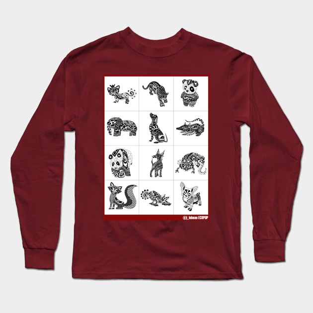 animal pet society print pattern ecopop Long Sleeve T-Shirt by jorge_lebeau